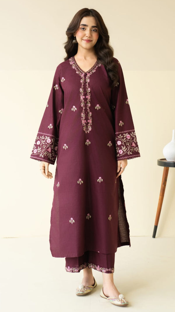 Mulberry Embroidered Cord Set