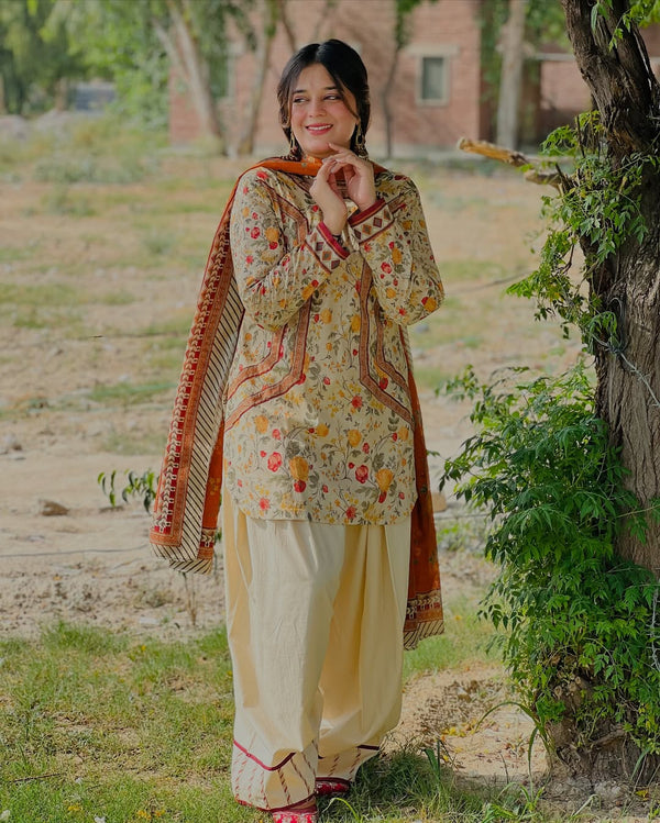 Mehar Lawn Farshi Emb 3pc