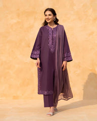 Purple Lawn Embroidery 3pc